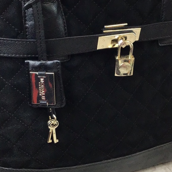 MODALU London "Kristen" Large Shoulder Bag in Black Leather & Suede - Picture 3 of 10